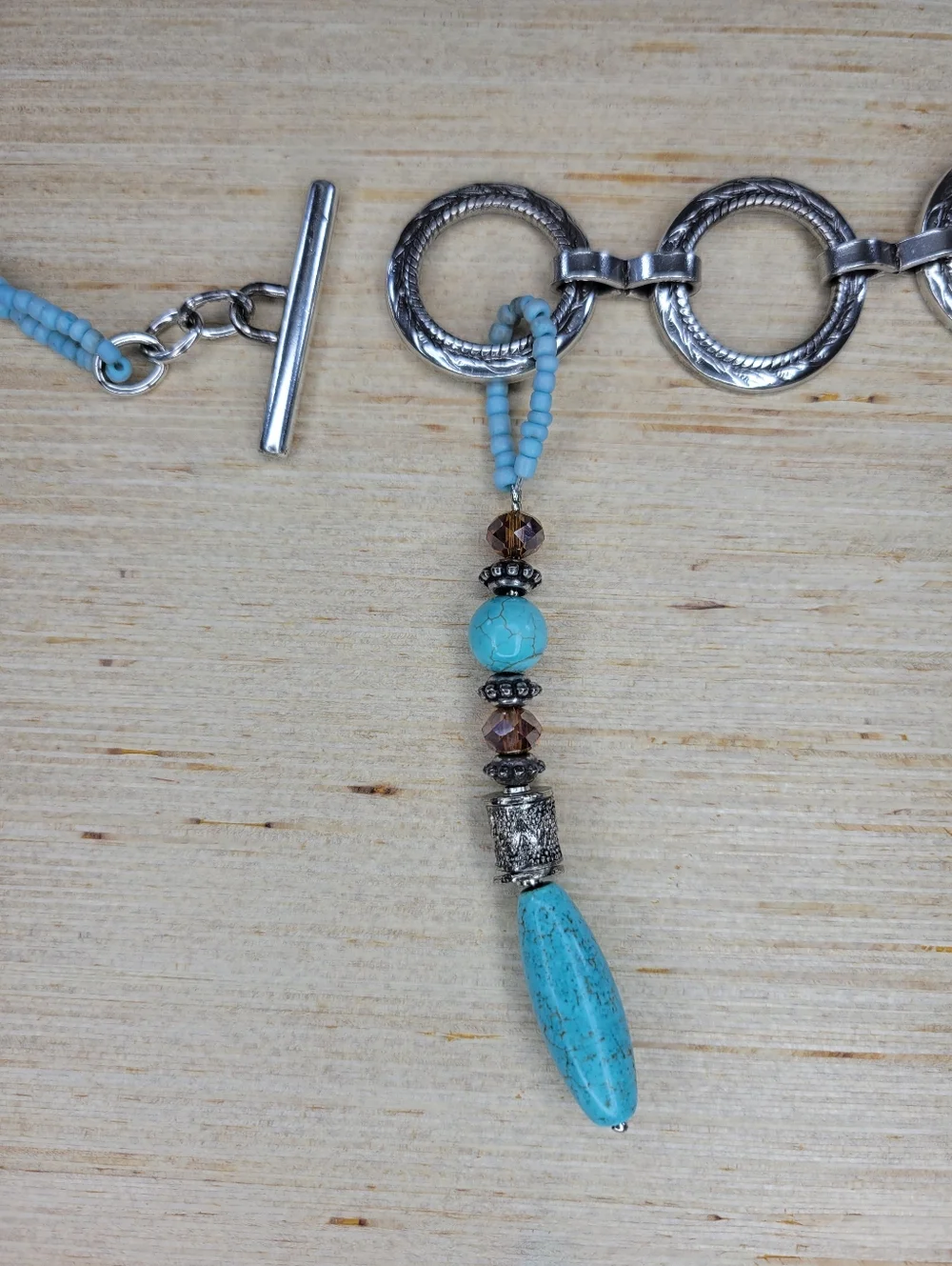 Ariat Western Belt  Turquoise Bead Silver Ring Women Size S Boho Festival A15172
